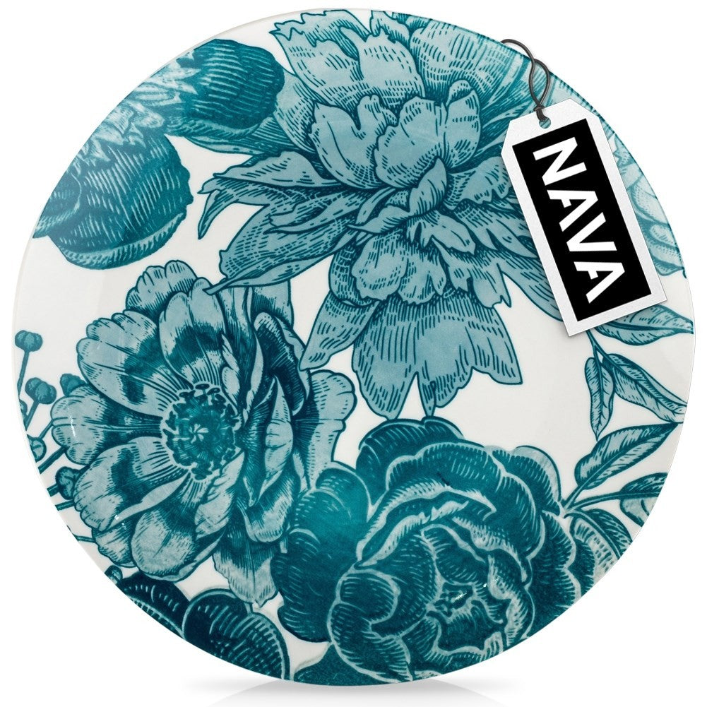 Elegant white porcelain vases with turquoise floral design