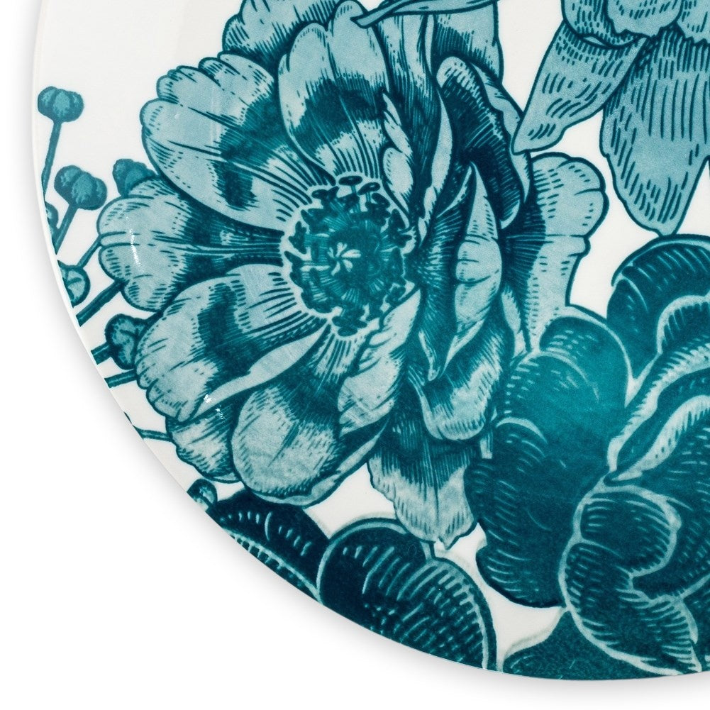 Elegant white porcelain vases with turquoise floral design