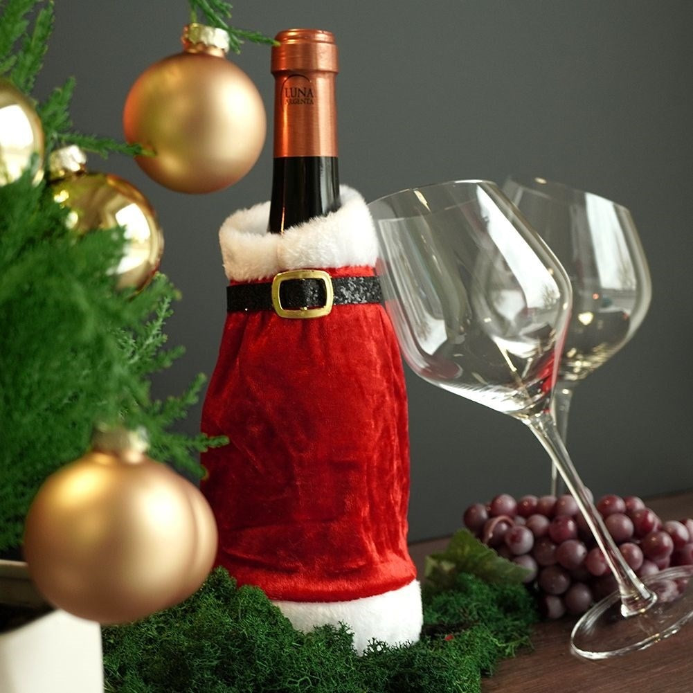 Elegant wine bottle cover as a Christmas dress - Perfect gift