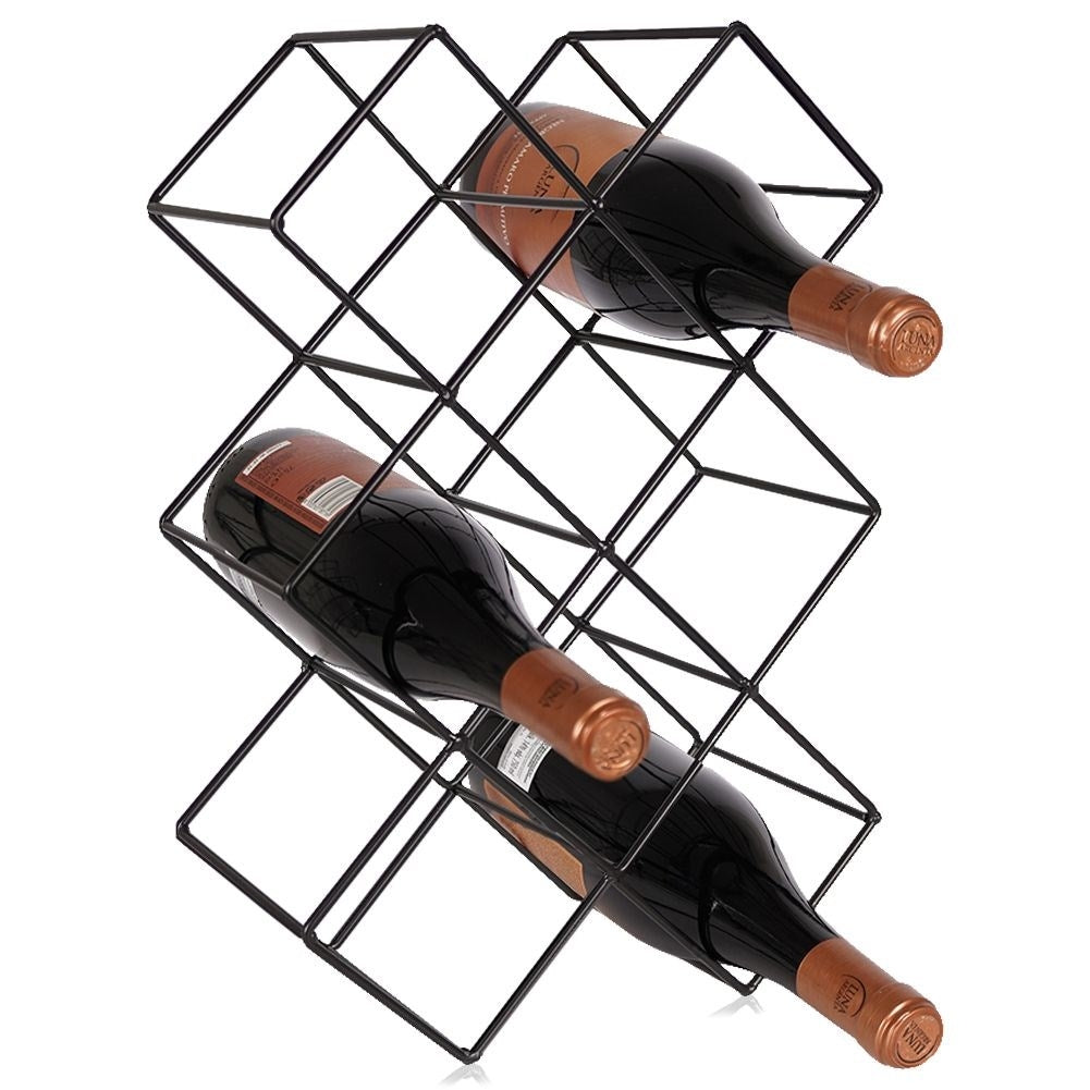 Elegant wine bottle rack in black metal for up to 8 bottles