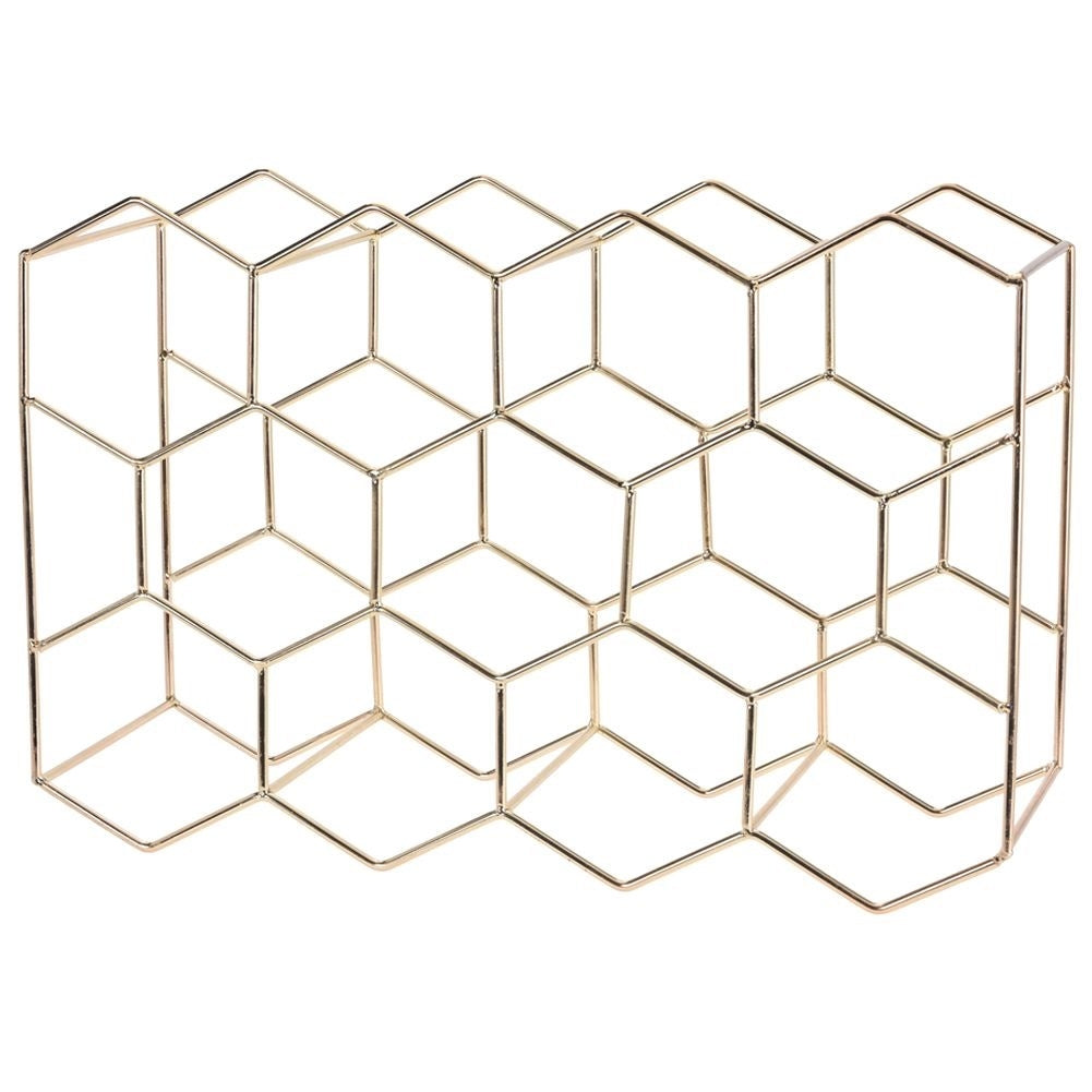 Elegant wine rack in gold for 11 bottles, floor or worktop