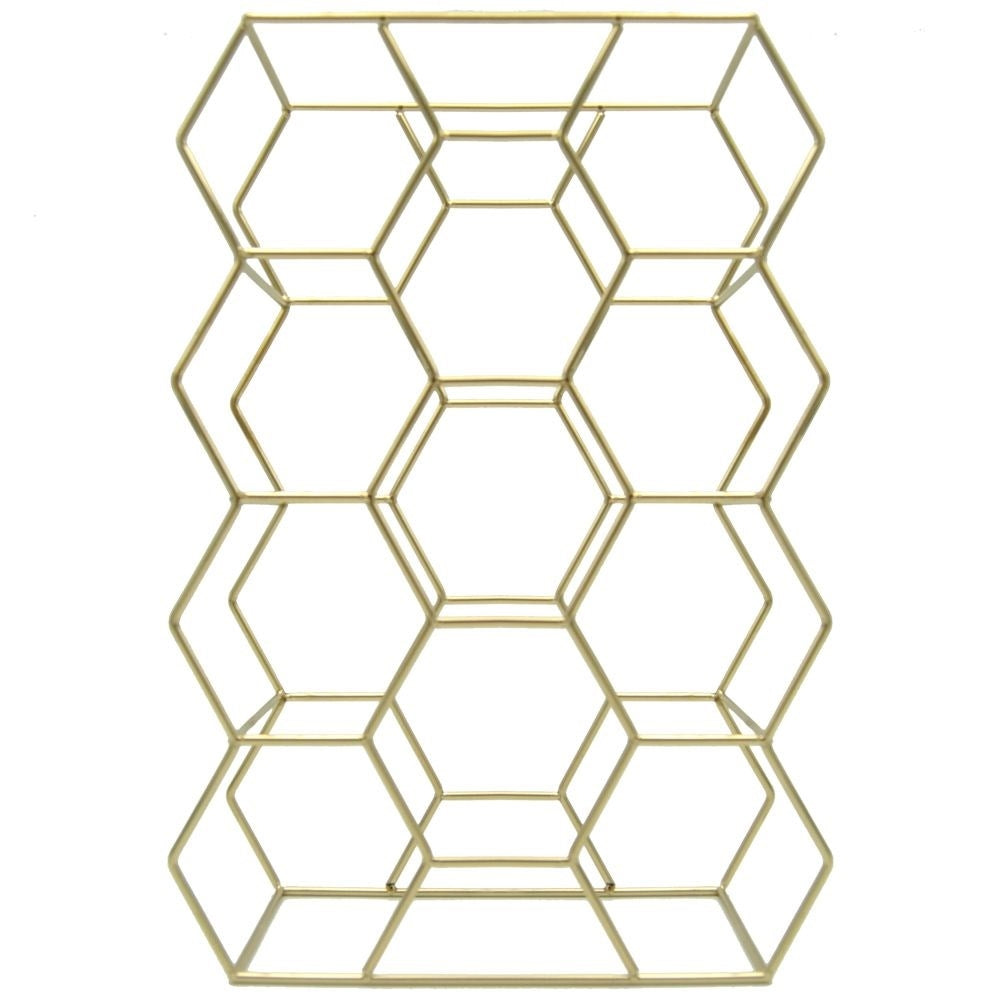 Elegant wine rack in gold for 11 bottles, floor or worktop