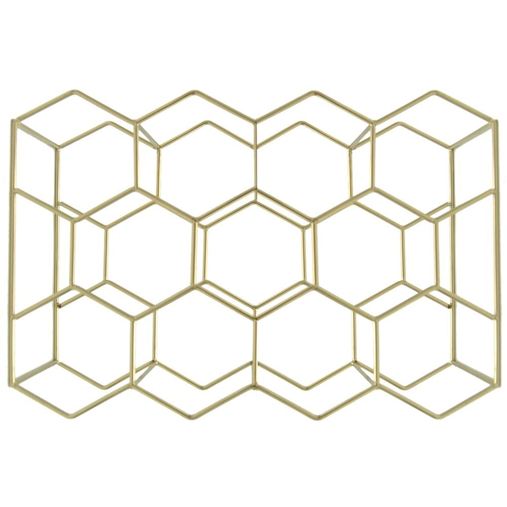Elegant wine rack in gold for 11 bottles, floor or worktop