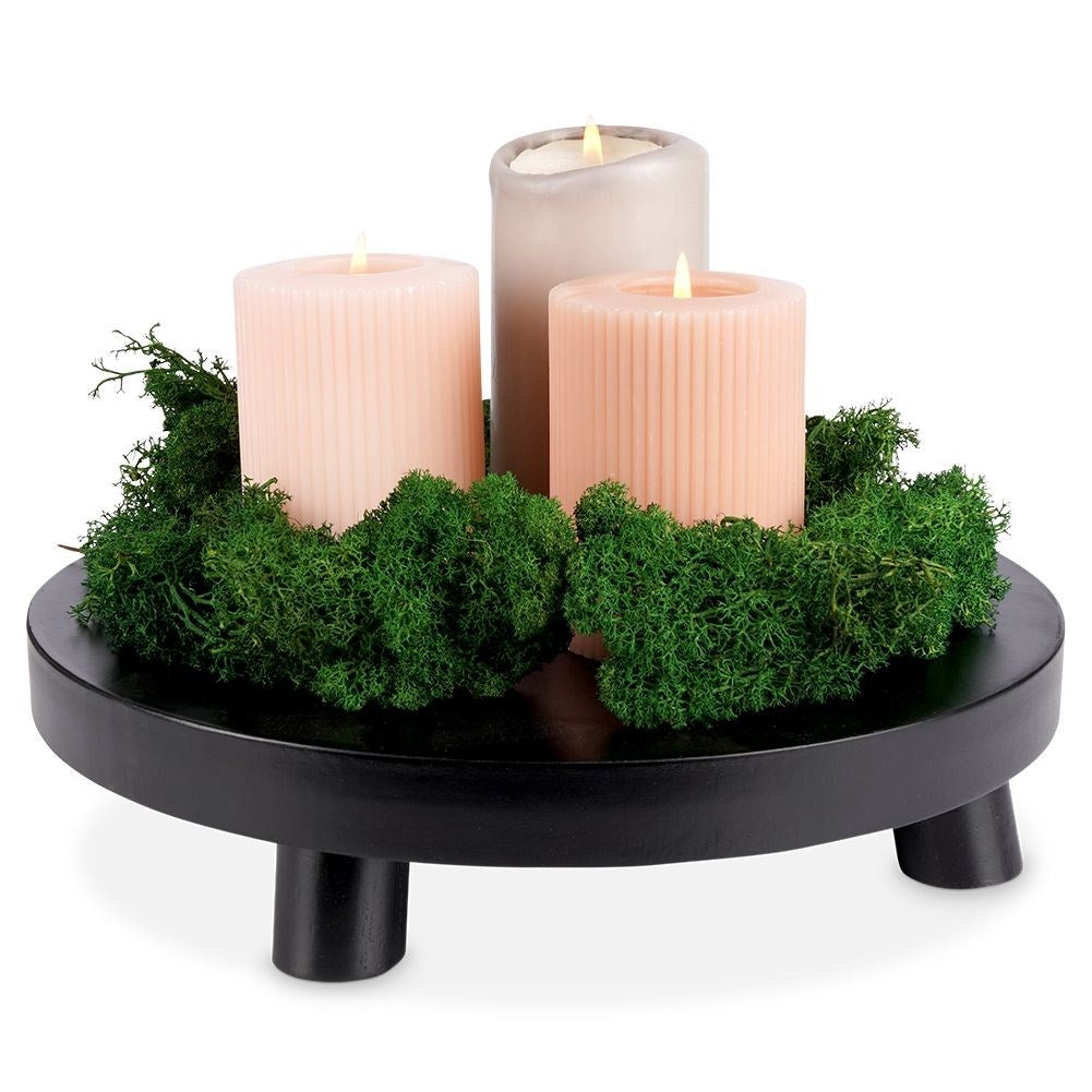 Elegant wooden base for decorative arrangements and candles