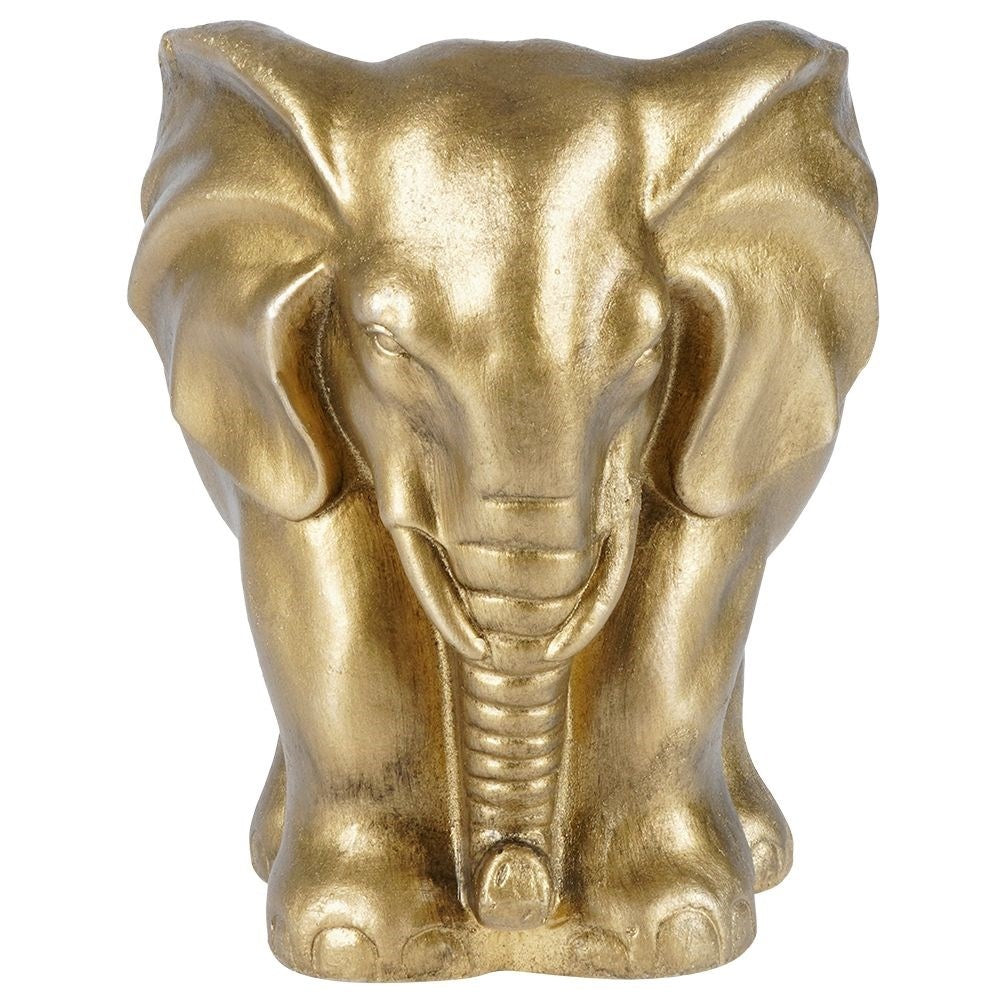 Elephant-shaped flower pot in cement, elegant gold shade