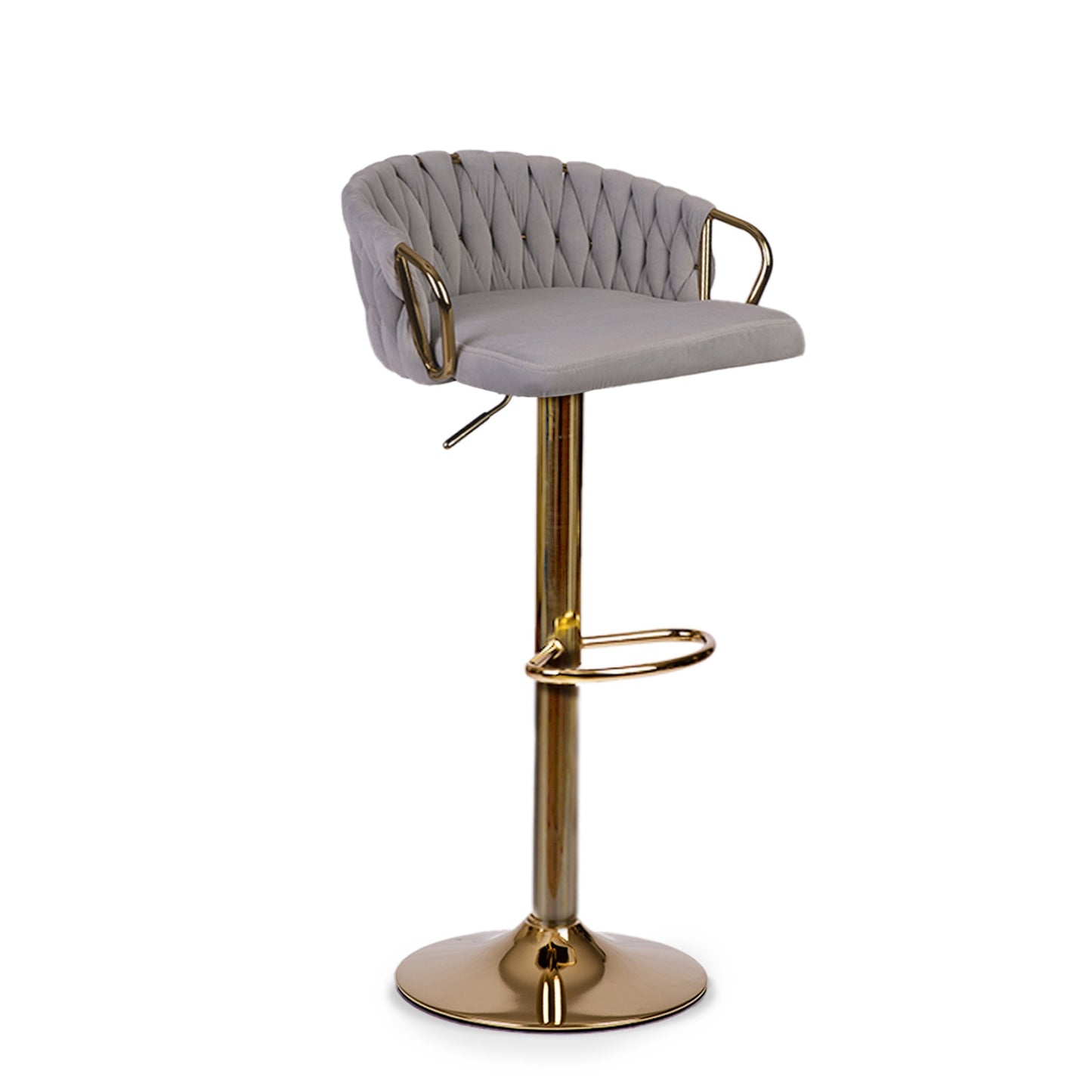 Elissian Sofotel bar stool with backrest, grey with gold base
