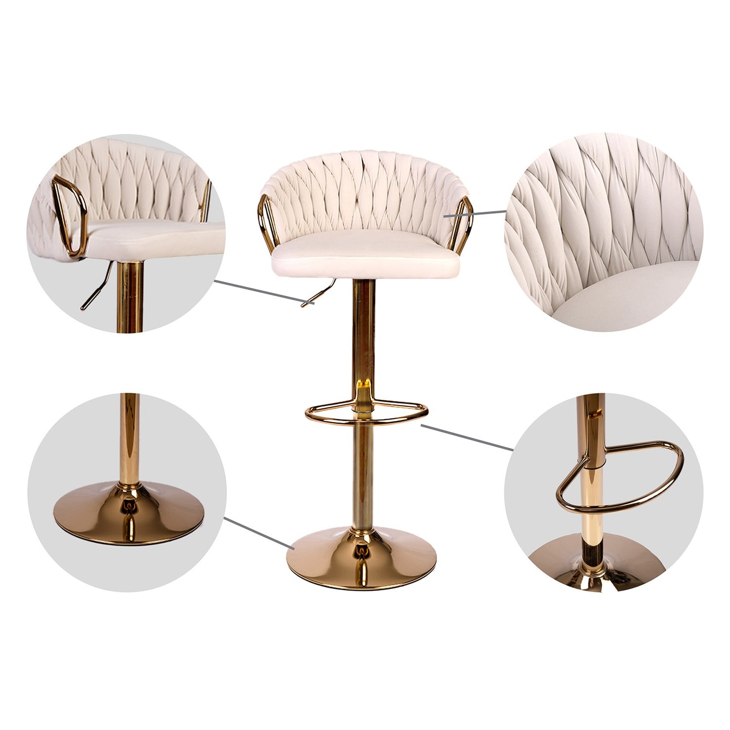 Elissian bar stool with backrest Beige sofa with gold base
