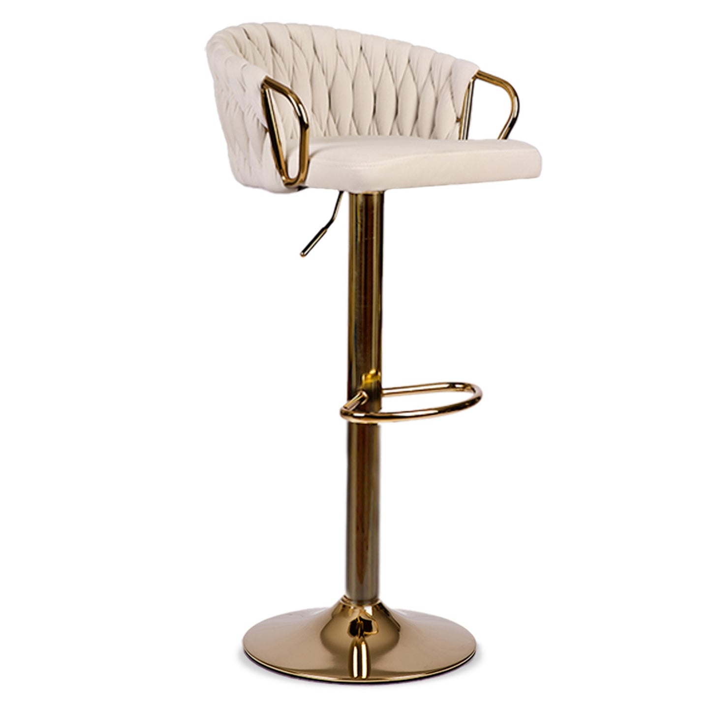 Elissian bar stool with backrest Beige sofa with gold base