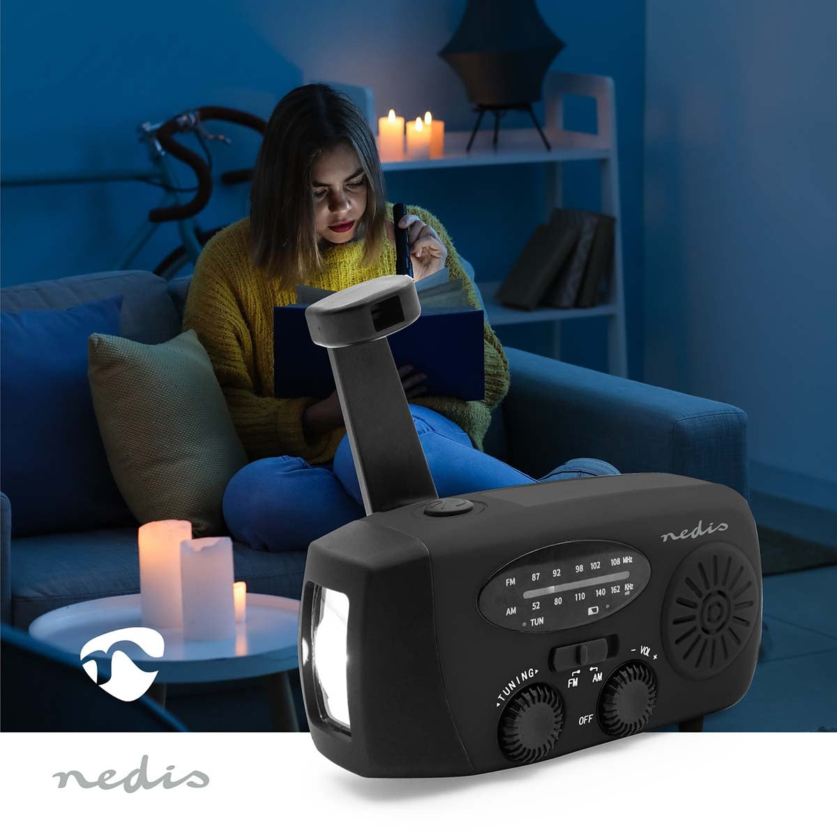 Emergency Radio with AM/FM, Powerbank, LED Torch, Black