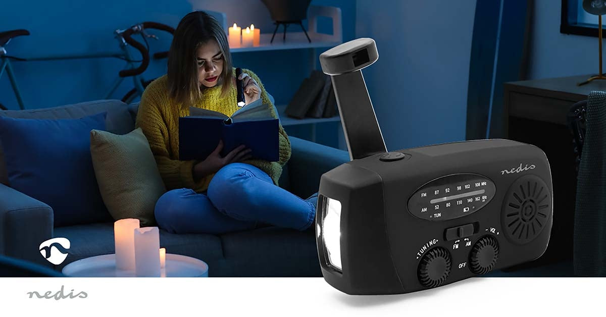 Emergency Radio with AM/FM, Powerbank, LED Torch, Black