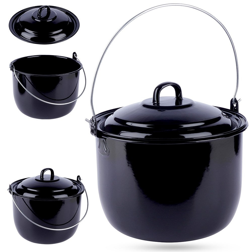 Enameled Hungarian Casserole 7.7L with Lid for Open Fire