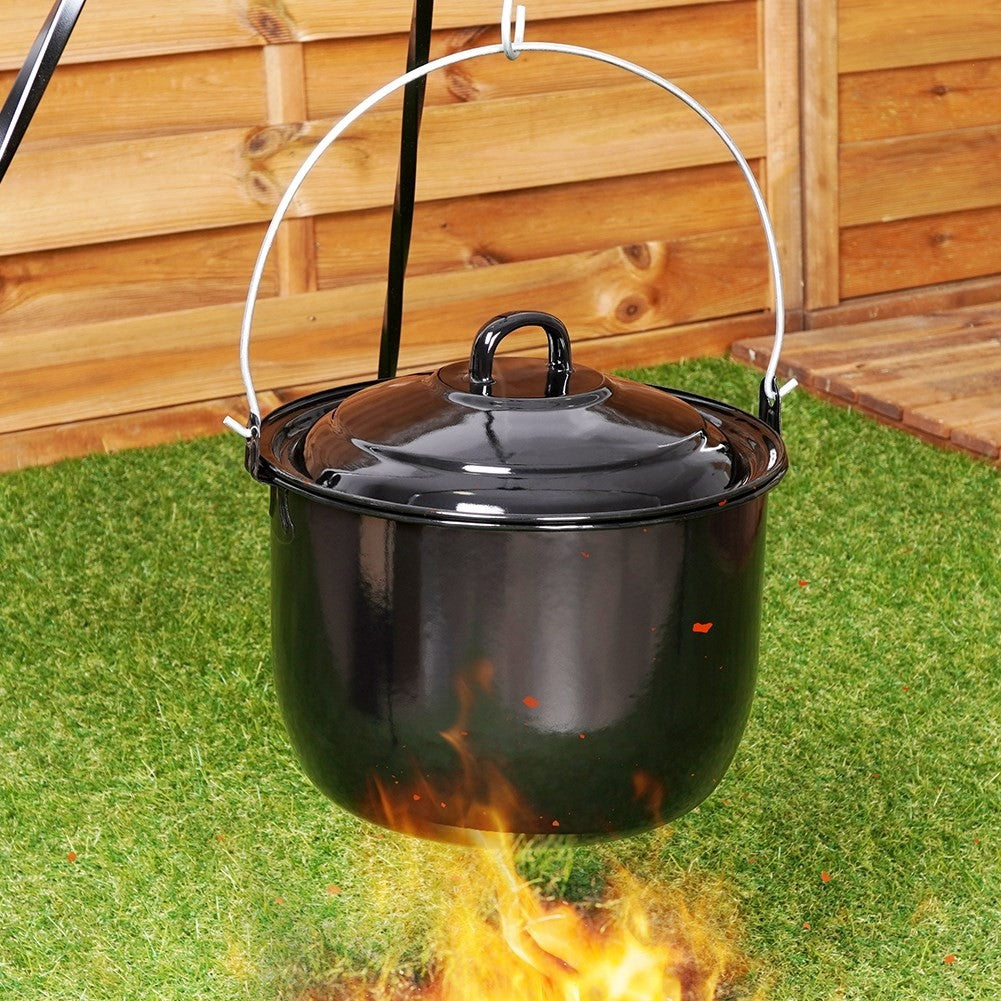 Enameled Hungarian Casserole 7.7L with Lid for Open Fire
