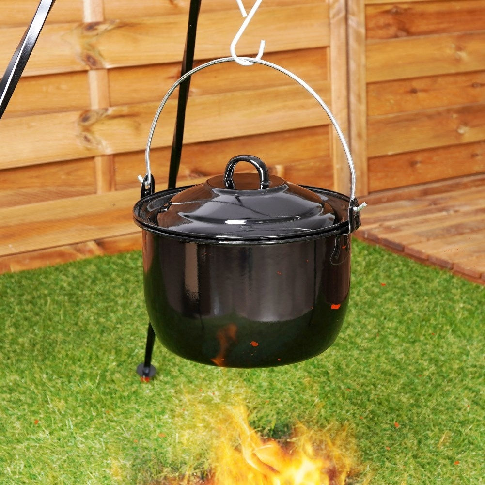 Enameled Hungarian Pot 3.8L with Lid for Outdoor Cooking