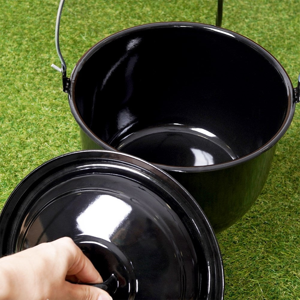 Enameled Hungarian Pot 3.8L with Lid for Outdoor Cooking