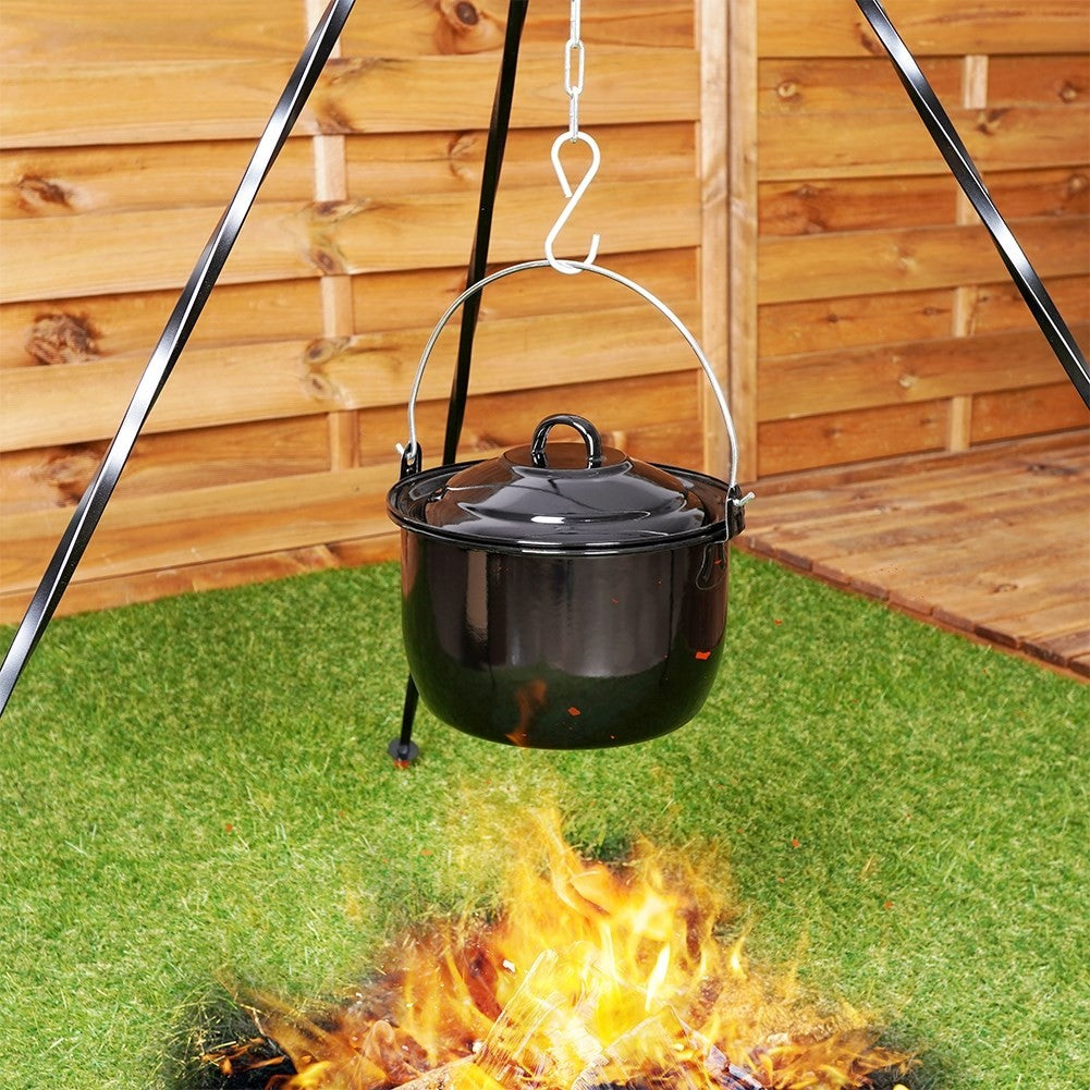 Enameled Hungarian Pot 3.8L with Lid for Outdoor Cooking