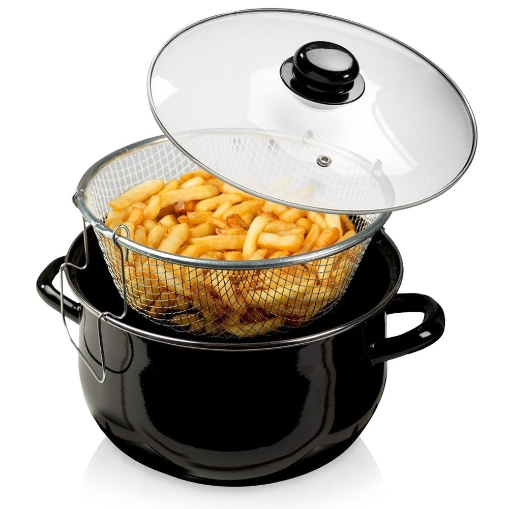Enameled Pot with Strainer for Deep Frying - 4L