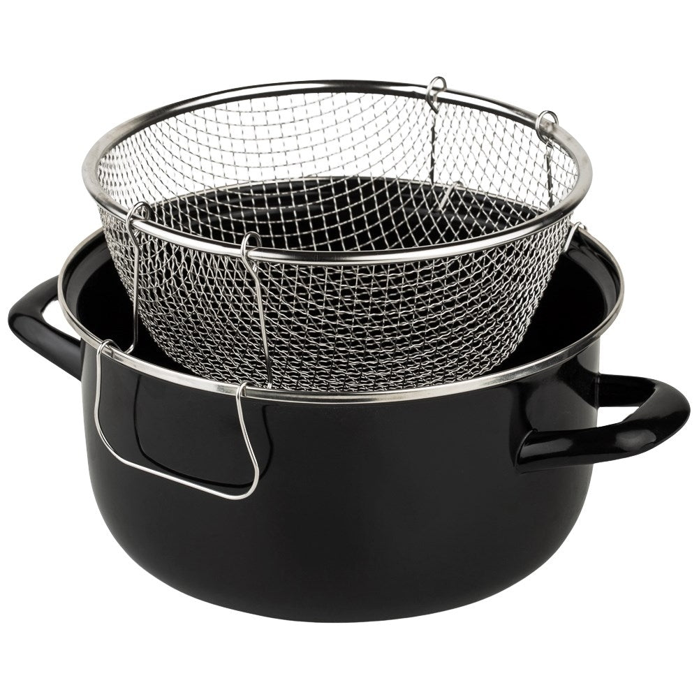 Enameled Pot with Strainer for Deep Frying - 4L