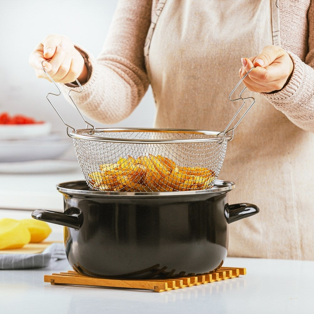 Enameled Pot with Strainer for Deep Frying - 4L