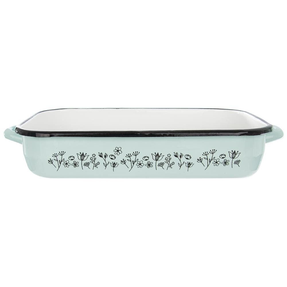 Enameled baking dish with handle, perfect for gratins