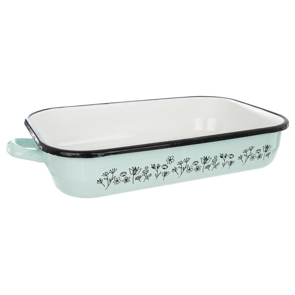Enameled baking dish with handle, perfect for gratins