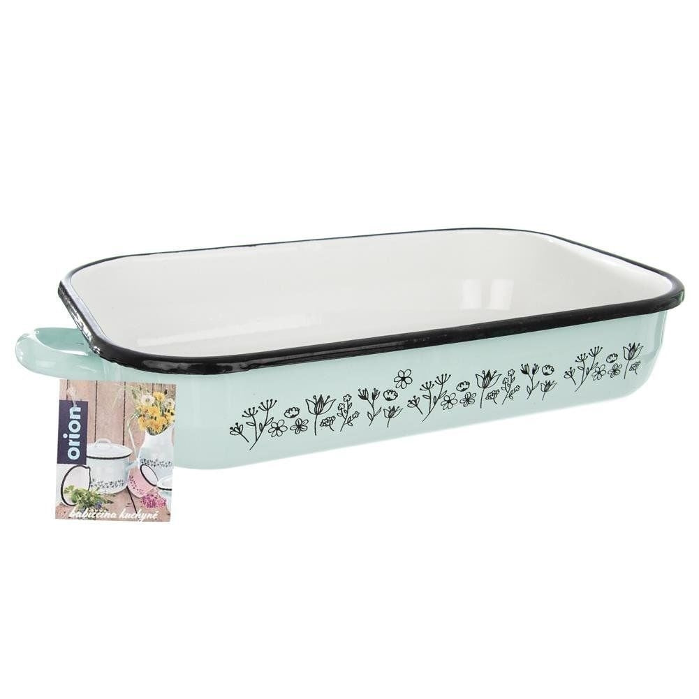 Enameled baking dish with handle, perfect for gratins