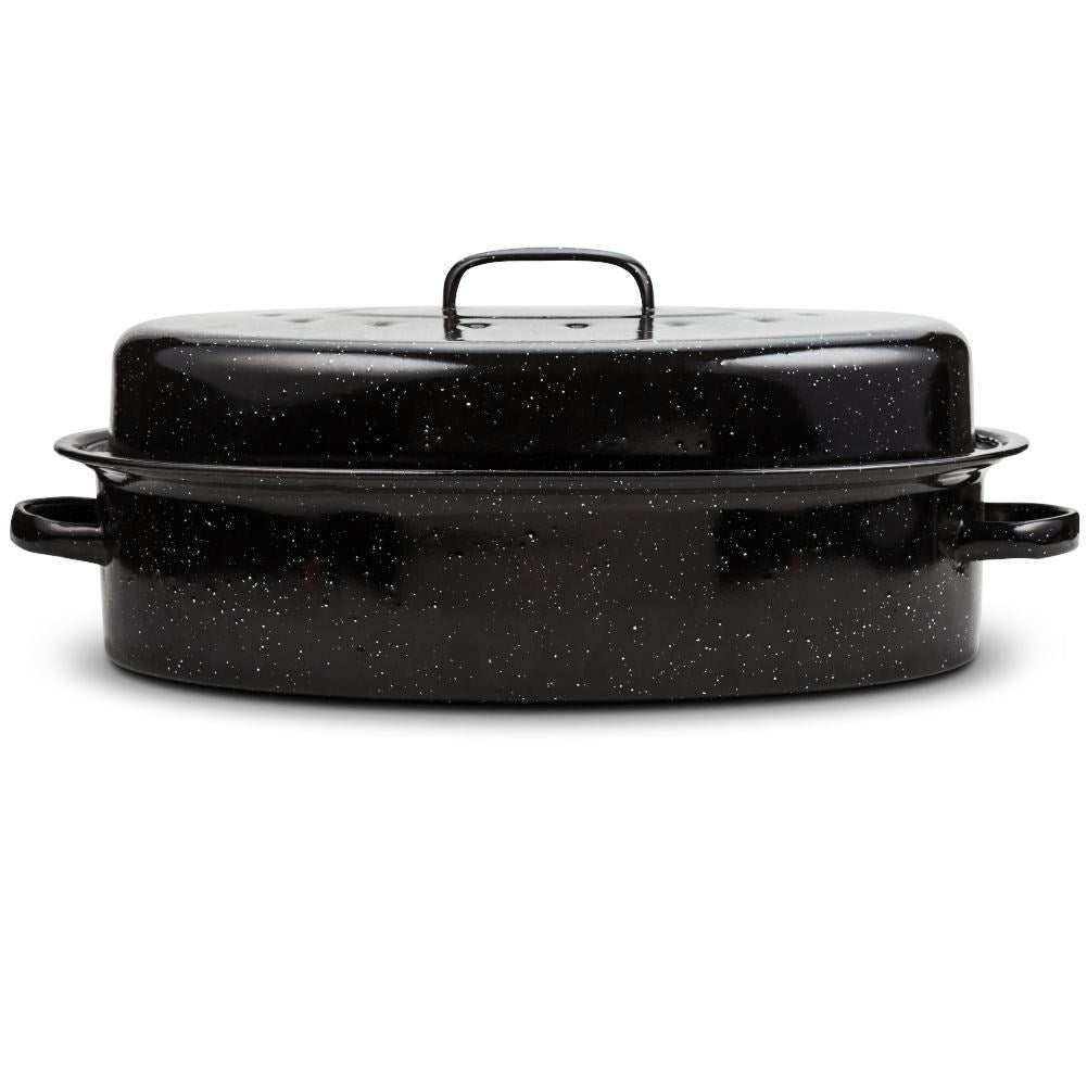 Enameled baking dish with lid for versatile cooking