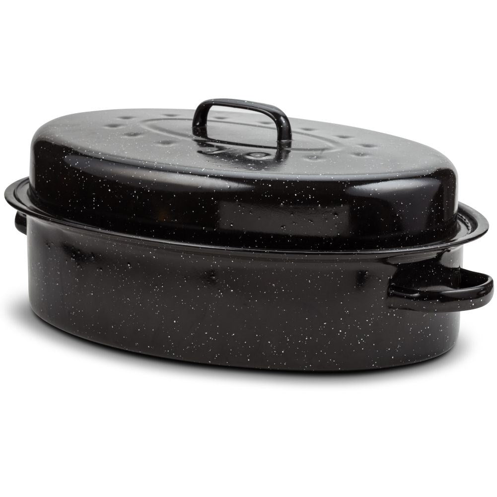 Enameled baking dish with lid for versatile cooking