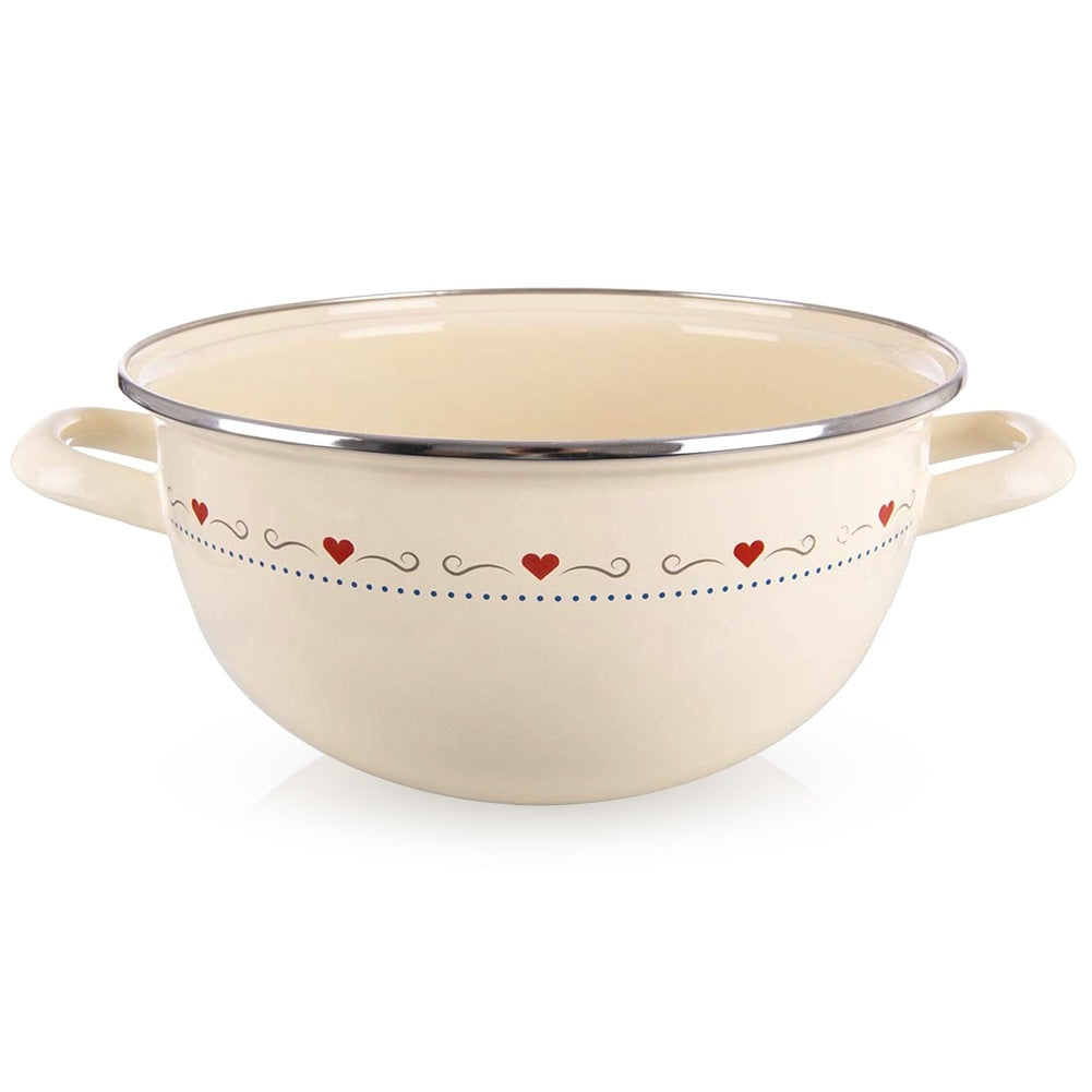 Enameled bowl with handles cream TONCA 33 cm, 5 l