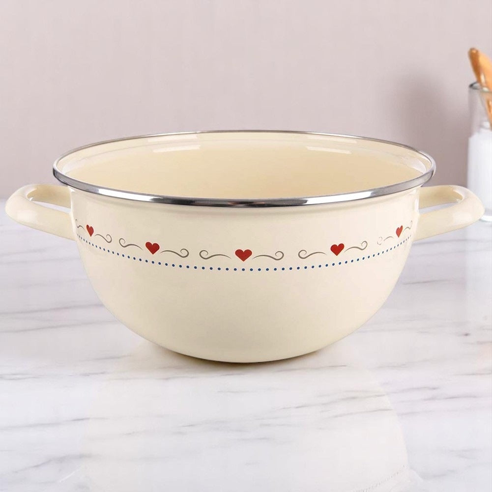 Enameled bowl with handles cream TONCA 33 cm, 5 l