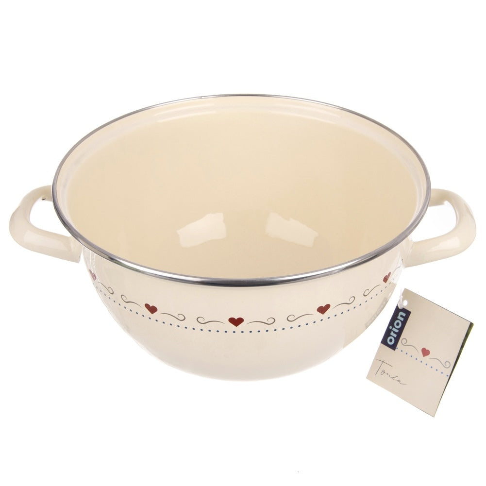 Enameled bowl with handles cream TONCA 33 cm, 5 l