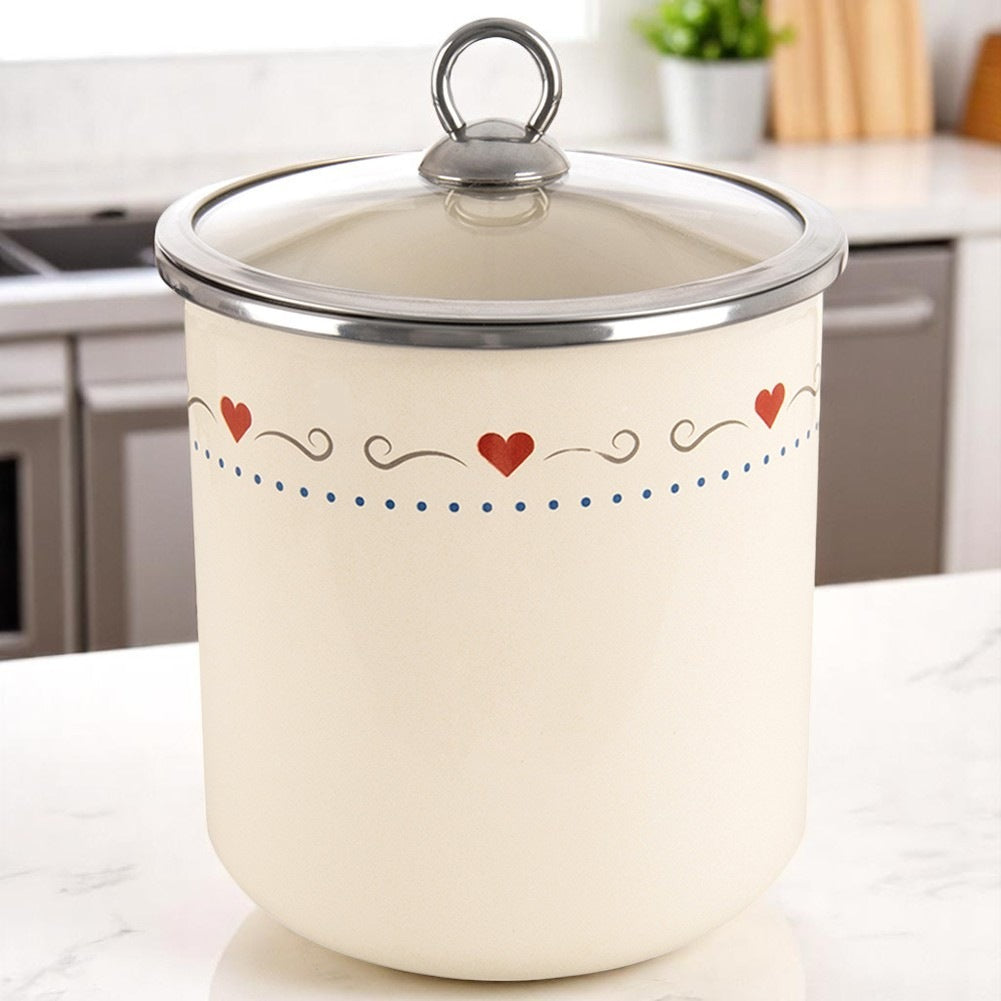 Enameled food container with glass lid TONCA 1.4 l