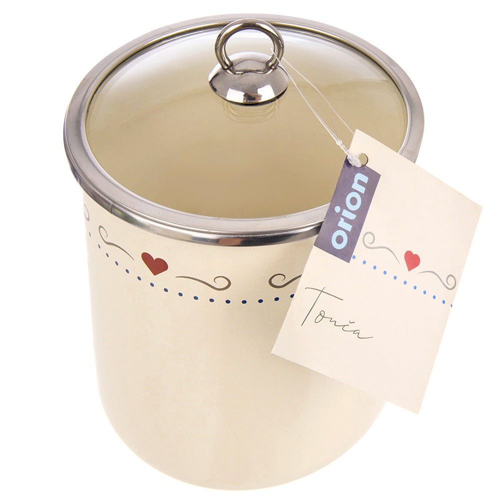 Enameled food container with glass lid TONCA 1.4 l