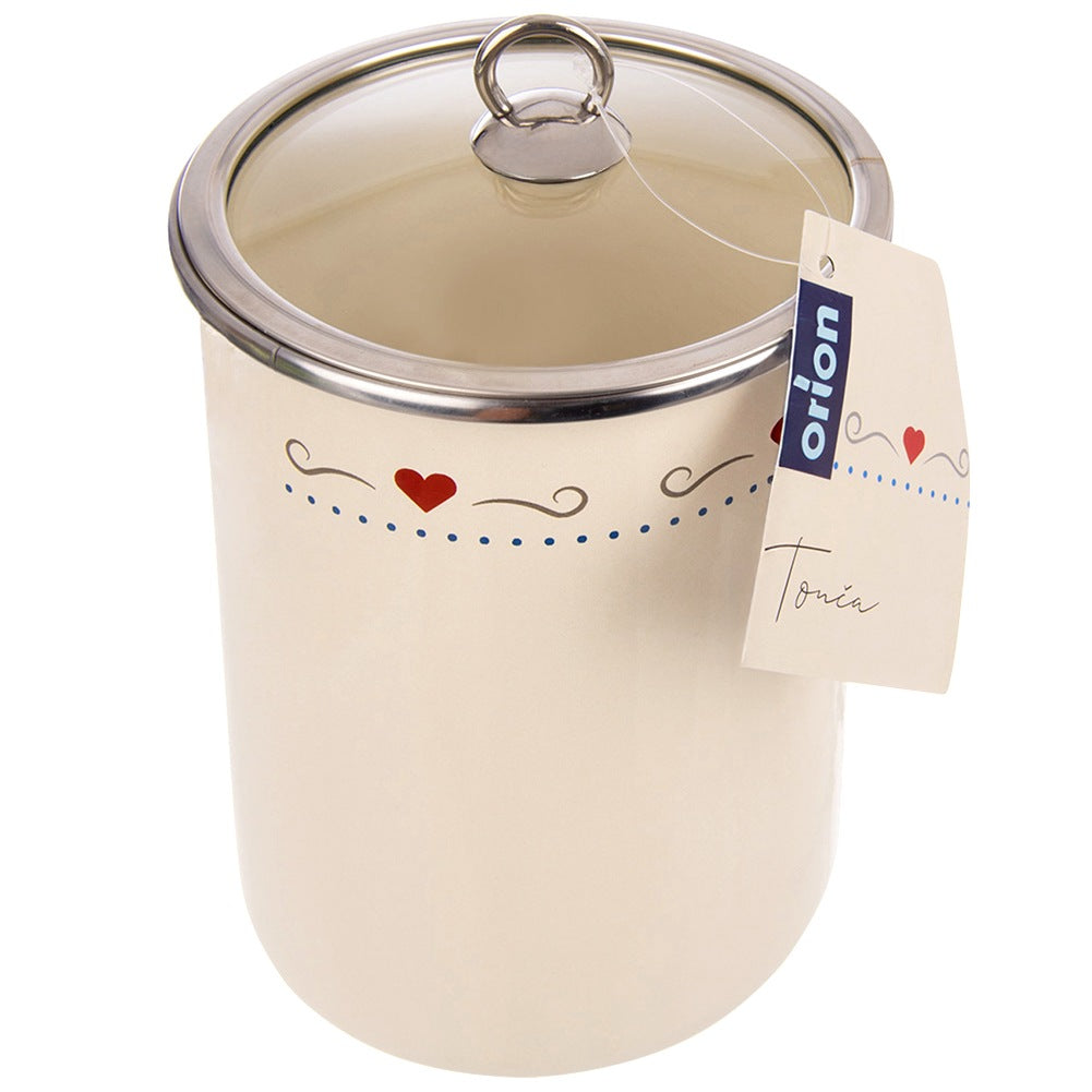 Enameled food container with glass lid TONCA 1.9 l