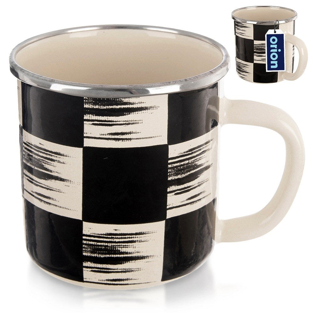 Enameled mug CHECKERED BOARD 400 ml