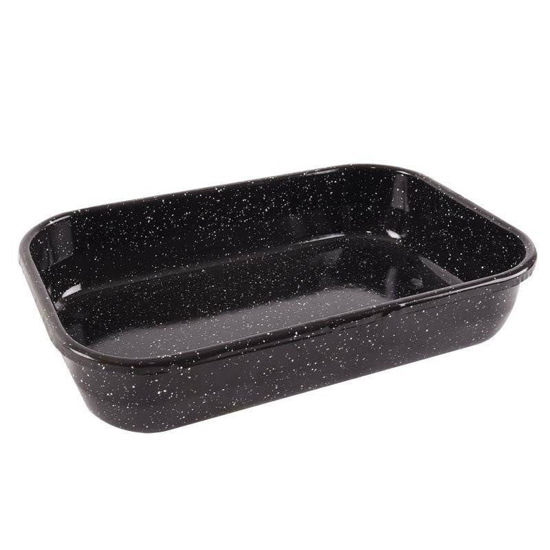 Enameled plate for oven roasting and frying without sticking