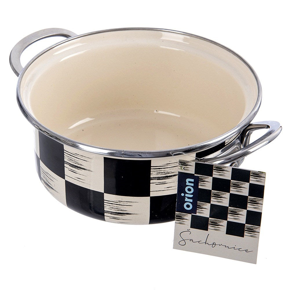 Enameled pot CHECKERED BOARD 18 cm, 1.5 l