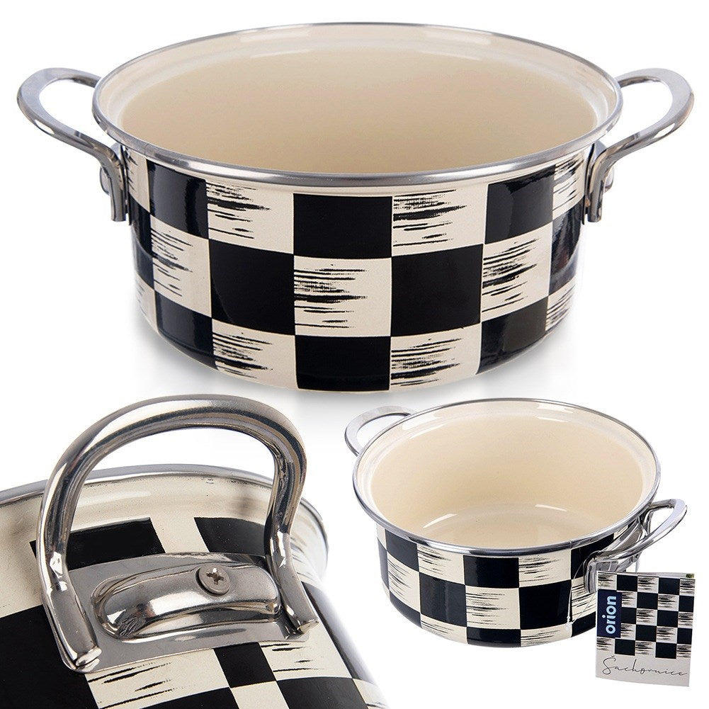 Enameled pot CHECKERED BOARD 20 cm, 2.2 l