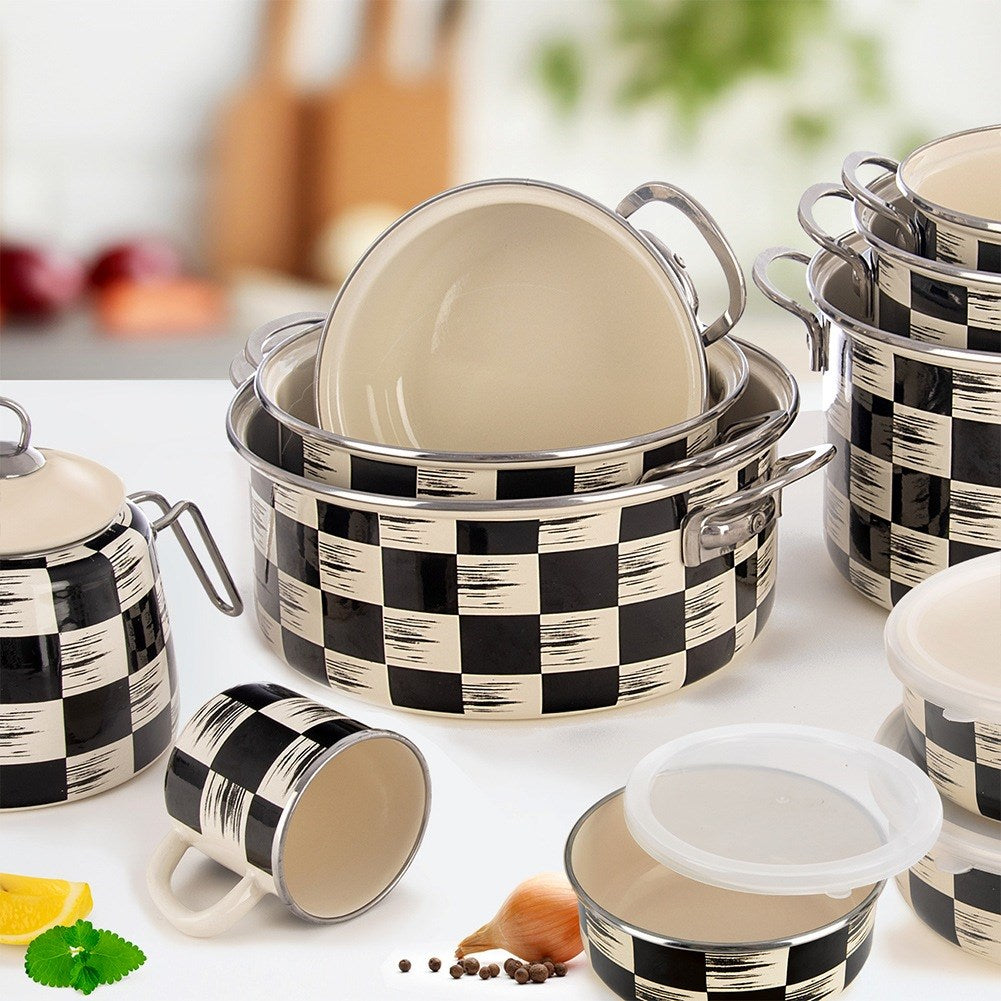 Enameled pot CHECKERED BOARD 22 cm, 3 l