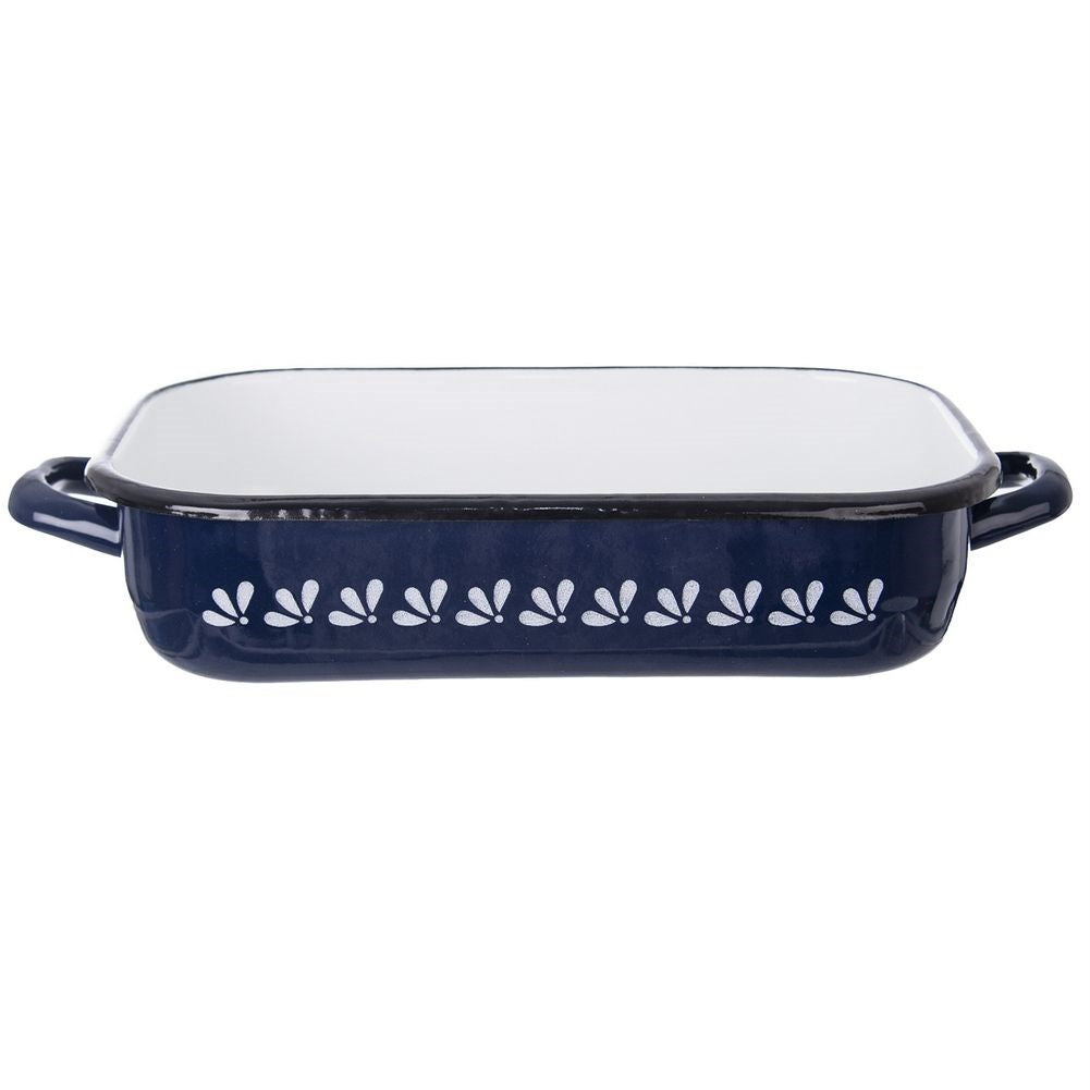 Enameled rectangular roaster MODROBILA 34x18x6.5 cm