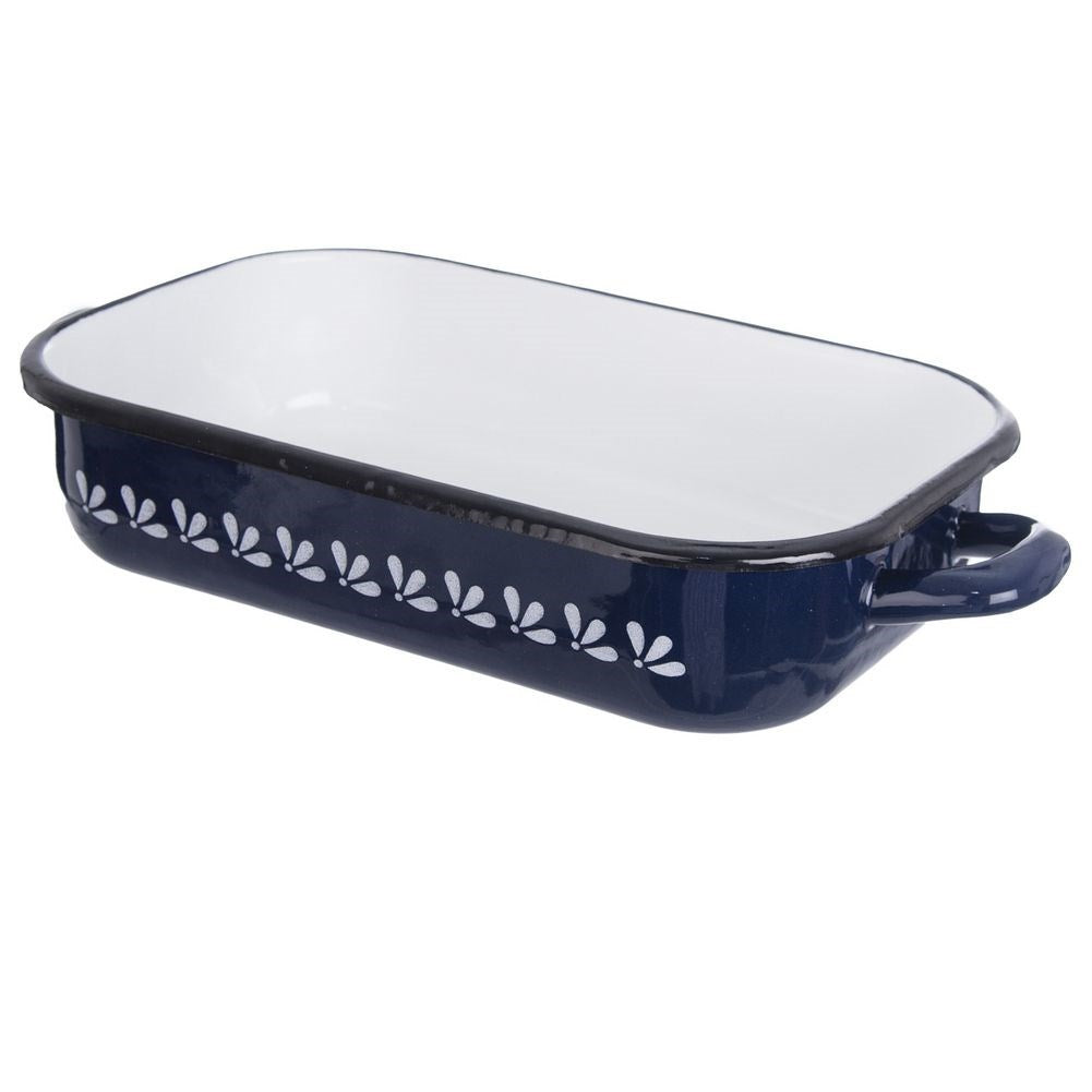 Enameled rectangular roaster MODROBILA 34x18x6.5 cm