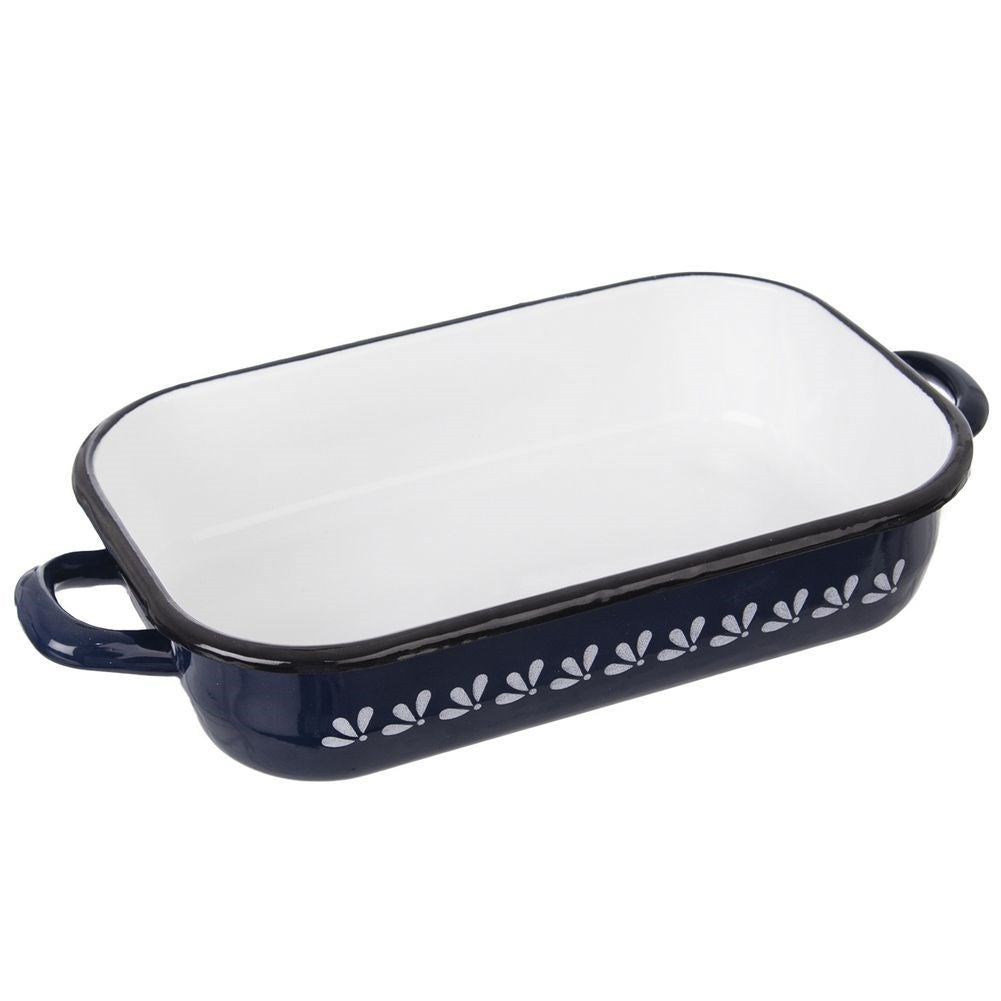 Enameled rectangular roaster MODROBILA 34x18x6.5 cm