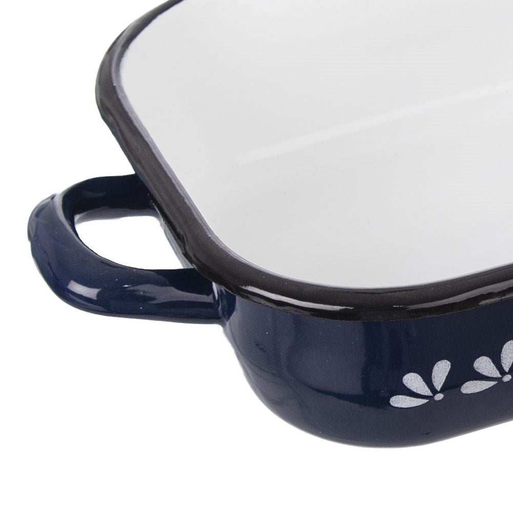 Enameled rectangular roaster MODROBILA 34x18x6.5 cm