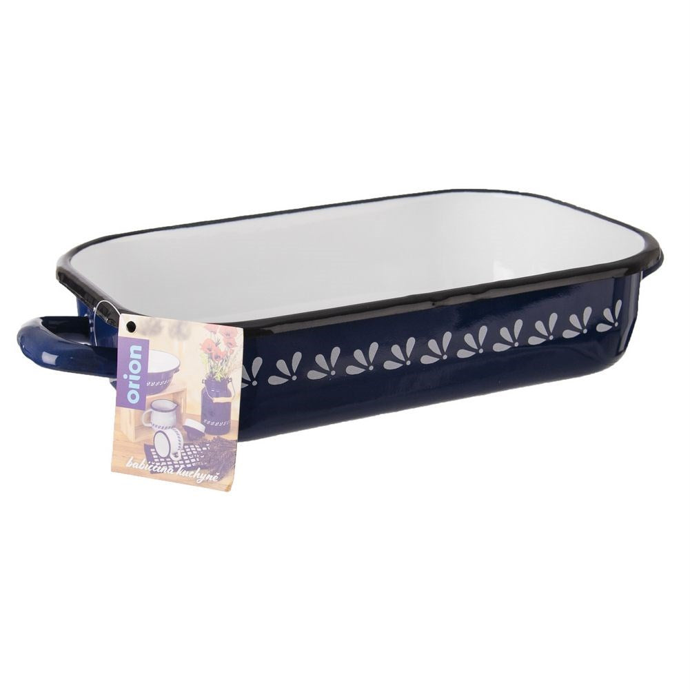 Enameled rectangular roaster MODROBILA 34x18x6.5 cm