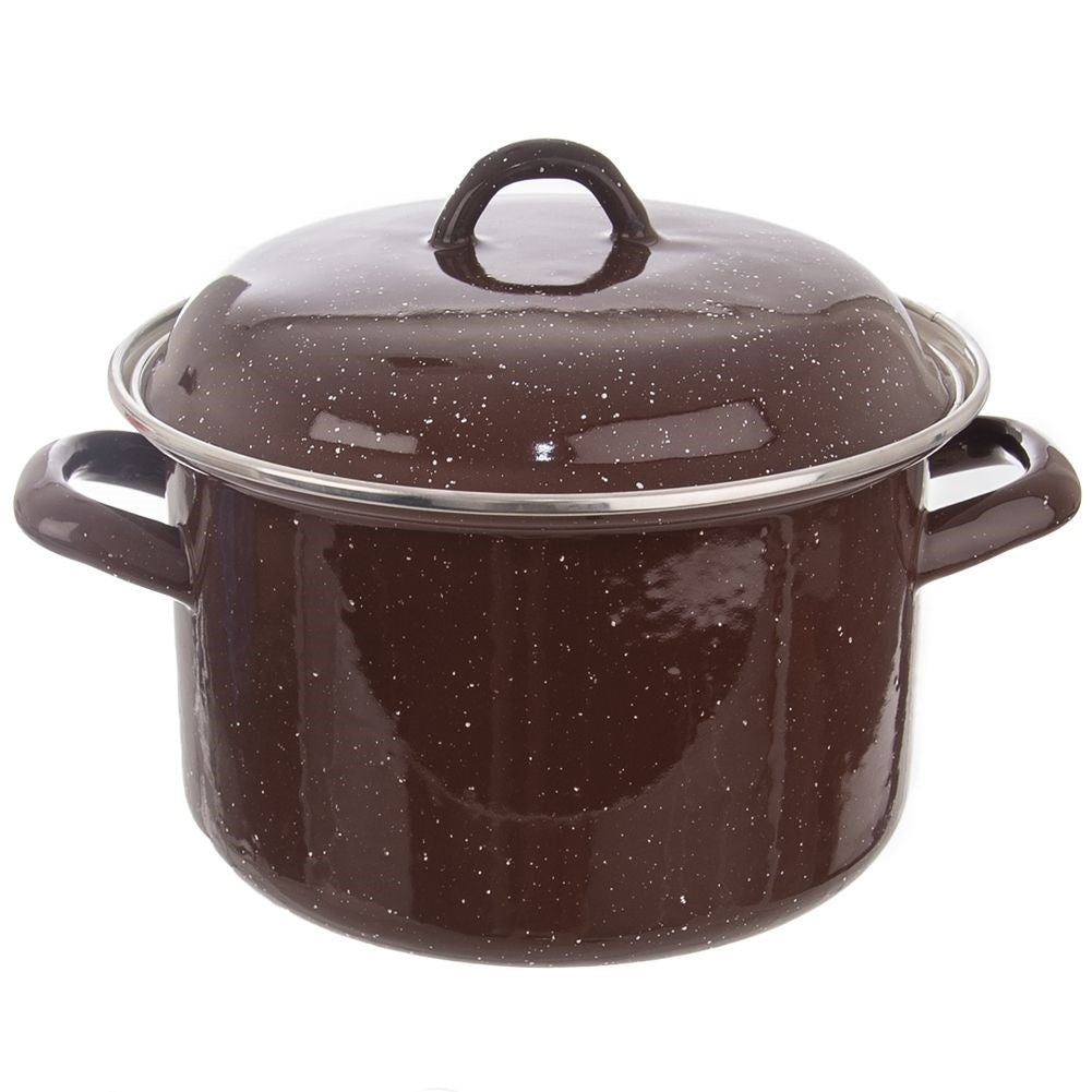 Enameled steel pot with lid for all stoves, incl. induction