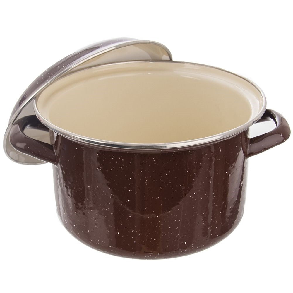 Enameled steel pot with lid for all stoves, incl. induction