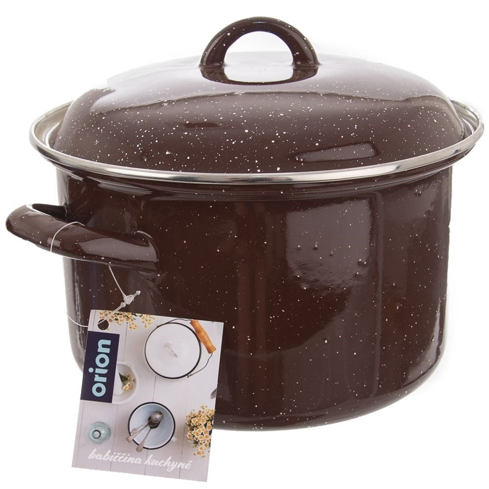 Enameled steel pot with lid for all stoves, incl. induction