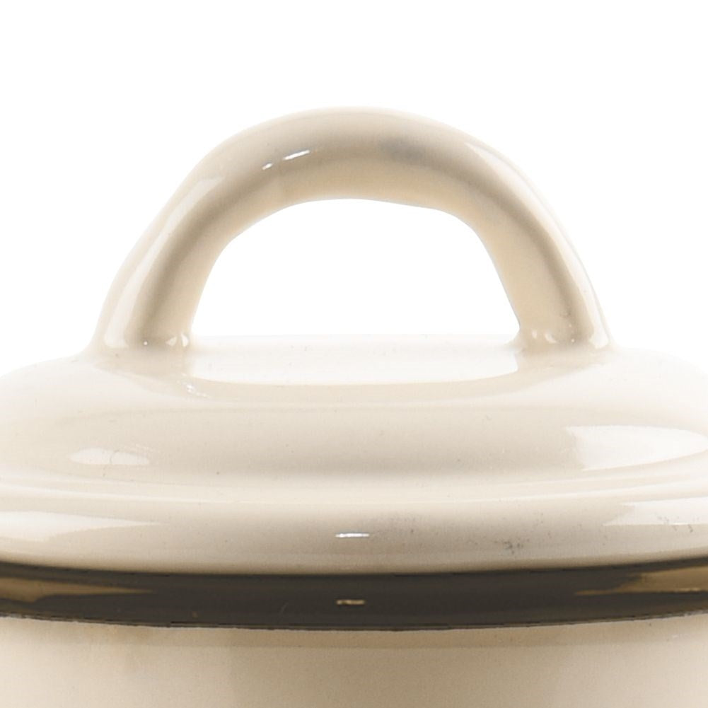 Enamelled Steel Jug with Lid and Handle for Milk Storage