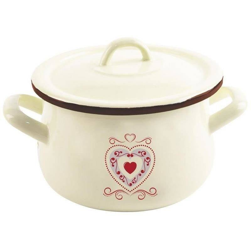 Enamelled Steel Pot with Lid - 20 cm Diameter