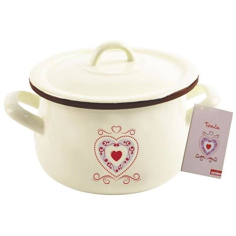 Enamelled Steel Pot with Lid - 20 cm Diameter