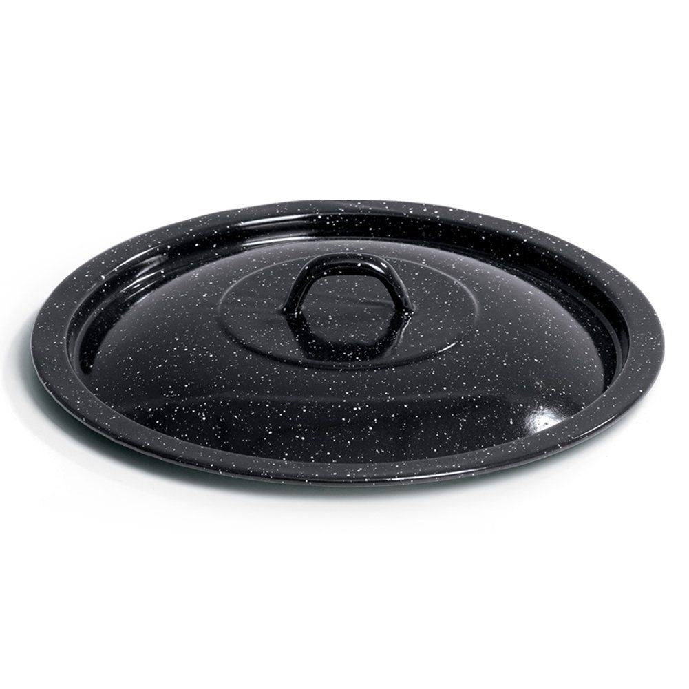 Enamelled steel lid for 13L Hungarian pot, black with handle